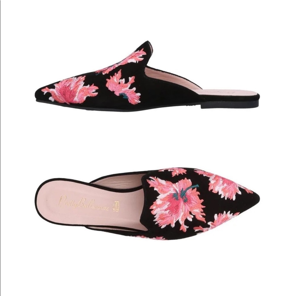 Pretty Ballerinas Floral Embroidered Mules